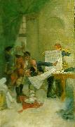 Carl Larsson omarbetat forslag till vaggmalningar i nationalmusei nedre trapphall painting